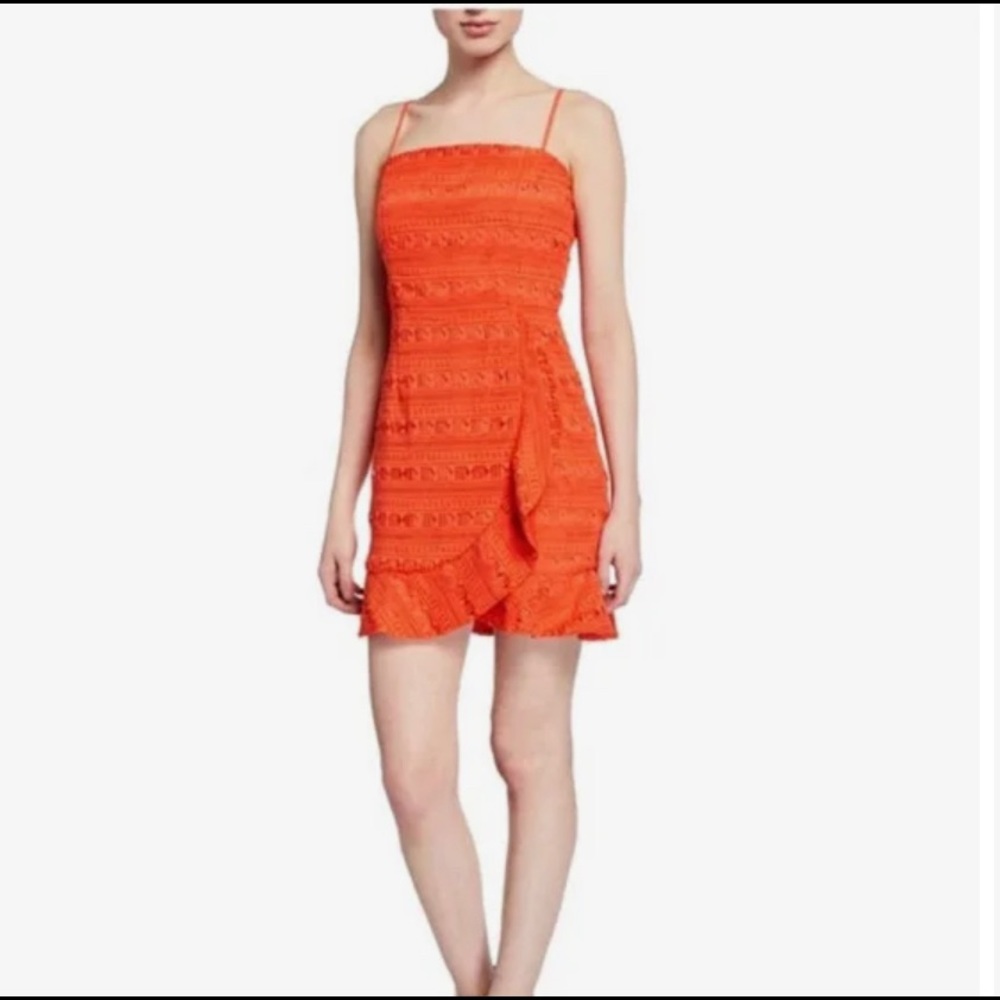 Orange lace mini dress
